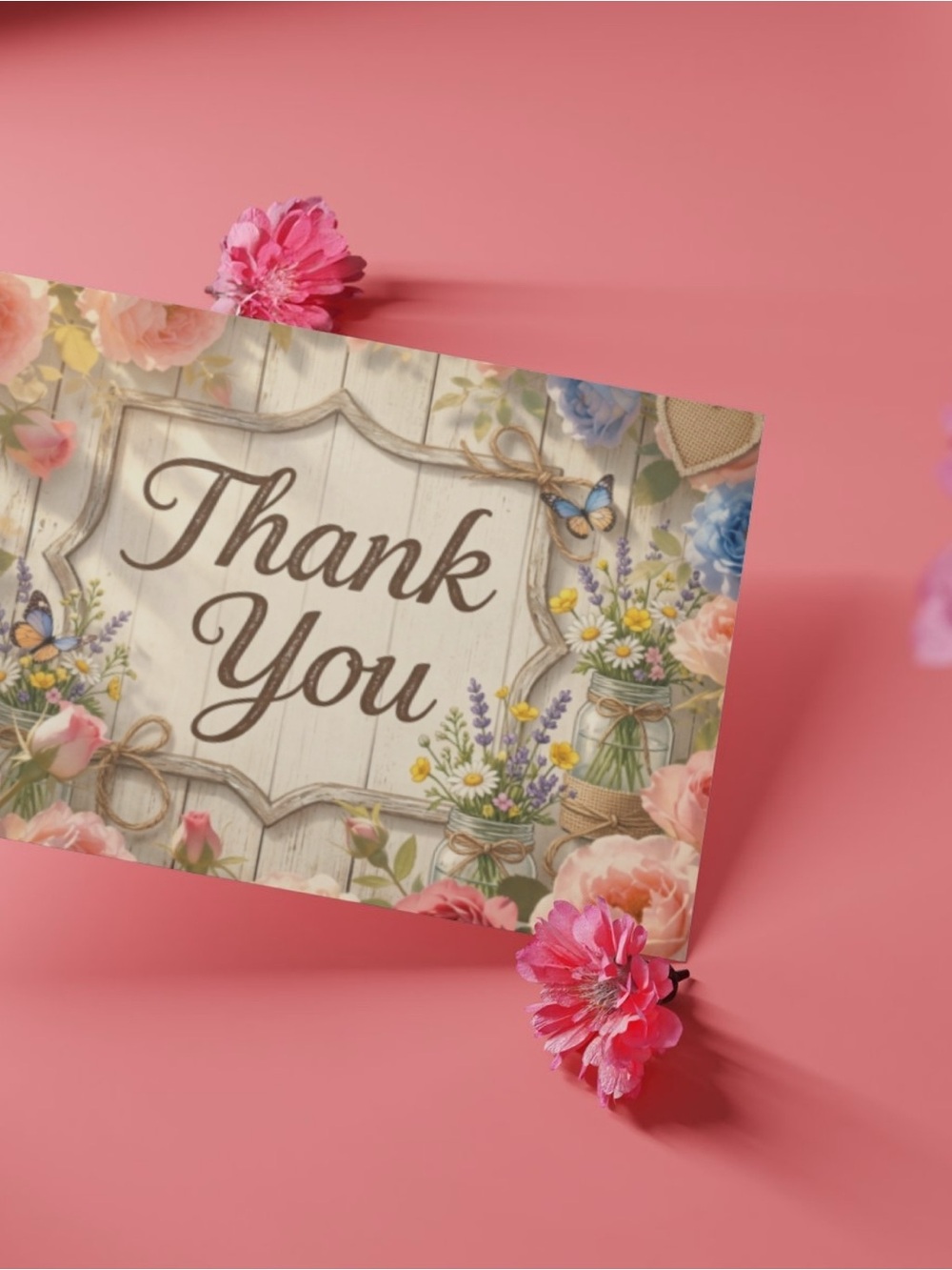 Country Cottage Thank You Cards Set of 15 4x6 Floral